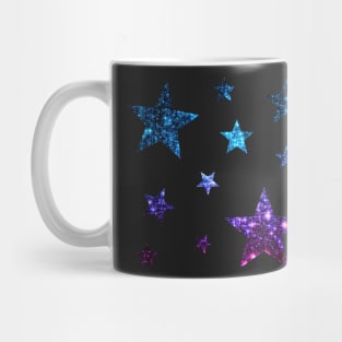 Teal Purple Ombre Faux Glitter Stars Mug